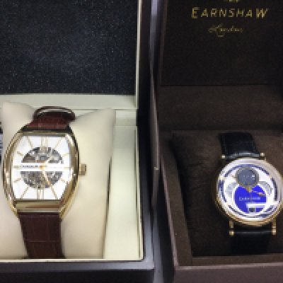 Two Earnshaw watches including a moon phase. Both in excellent condition and seen running. Postage B
