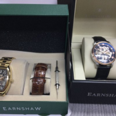 Two Earnshaw automatic wrist watches including boxes both seen running. Postage B