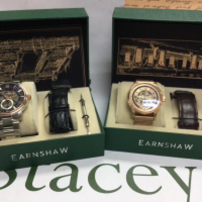 Two Earnshaw automatic wrist watches including boxes both seen running. Postage B
