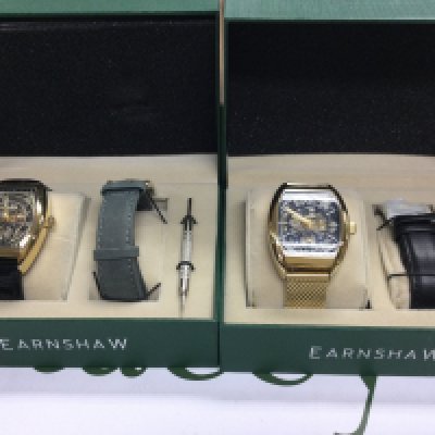 Two Earnshaw wrist watches including boxes both seen running. Postage B