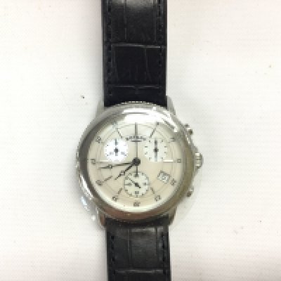 A Rotary Chronograph watch with MOP dial on black leather strap. Postage B