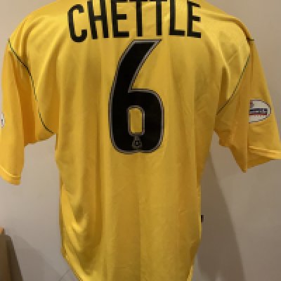 Barnsley 2001 - 2002 Match Worn Football Shirt: Yellow short sleeve shirt with Nationwide badges to sleeves. Chettle 6 to rear. 