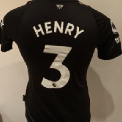 Brentford 2022 - 2023 Match Worn Football Shirt: Black and coloured squares short sleeve shirt with Premier League badges to sleeves. Henry 3 to rear. Worn in the 3-1 win v Tottenham on 20 May 2023.