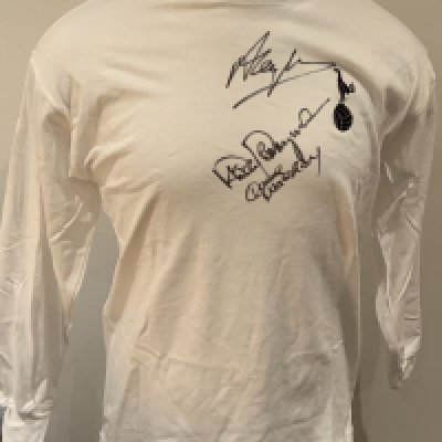 Tottenham Legends Signed Replica Shirt: Late 60s long sleeve retro shirt signed to front by Mullery, Perryman and Mackay. COA from reputable source. 