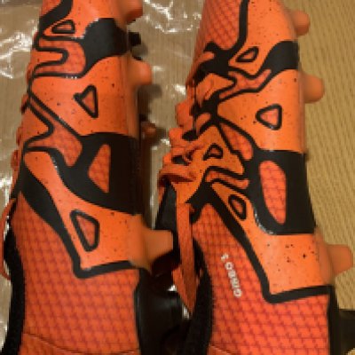 Arsenal Match Worn Kieran Gibbs Football Boots: Pair of orange Adidas boots both having Gibbo 3 transferred to side. 