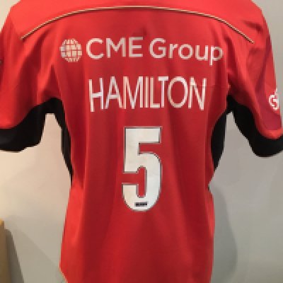 Saracens 2016 - 2017 Away Match Worn Rugby Union Football Shirt: Red short sleeve BLK 3XL excellent condition shirt worn by Jim Hamilton. Aviva Champions 2015/16 badging. GPS tracking pocket present on neck 