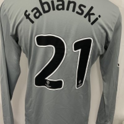 Arsenal 2008 - 2009 Match Worn Goalkeepers Football Shirt: Grey long sleeve Nike goalkeeper shirt with Champions League badging to sleeves. Fabianski 21 to rear. 