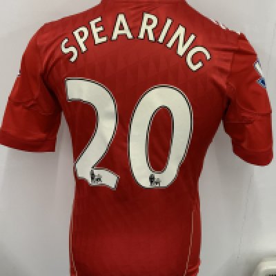Liverpool 2011 - 2012 Match Worn Football Shirt: Red short sleeve shirt with Premier League badging to sleeves. Spearing 20 to rear. 