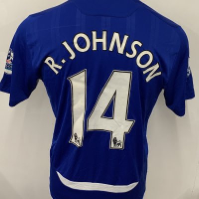 Birmingham City 2009 - 2010 Match Worn Football Shirt: Blue short sleeve shirt. Number 14 Johnson. Premier League badging. 