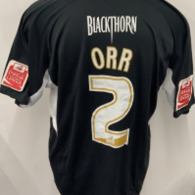 Bristol City 2007 - 2008 Match Worn Football Shirt: Black short sleeve shirt. Number 2 Orr. Coca Cola sleeve badging 