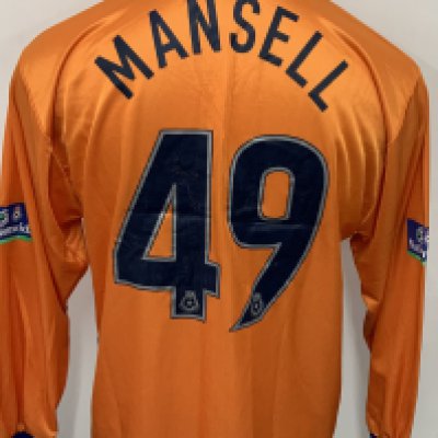 Luton Town 2000 - 2001 Match Worn Football Shirt: Orange long sleeve shirt. Number 49 Mansell. Nationwide sleeve badging. 