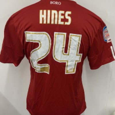 Middlesbrough 2010 - 2011 Match Worn Football Shirt: Red short sleeve shirt. N Power League badging to sleeves. Hines 24 to rear. Shirt is unwashed. 