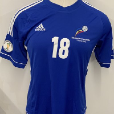 Andorra 2012 Match Worn Football Shirt: Blue short sleeve shirt. Number 18. Worn by Ayala in World Cup qualifier v Romania on 11 September 2012.