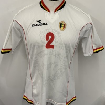 Belgium 2000 Match Worn Football Shirt: White short sleeve shirt. Number 2. Worn during World Cup Qualifiers. 