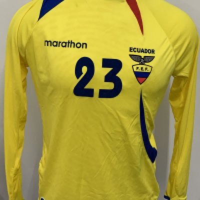 Ecuador 2009 Match Worn Football Shirt: Yellow long sleeve shirt. Number 23.