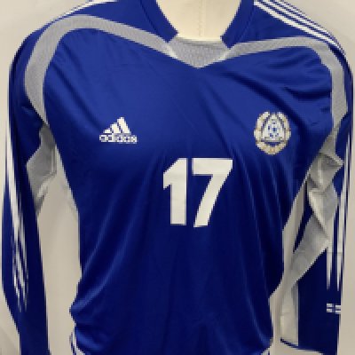 Finland 2004 Match Worn Football Shirt: Blue long sleeve away shirt. Number 17. 
