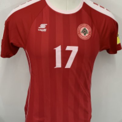 Lebanon 2014 Match Worn Football Shirt: Red short sleeve shirt. Number 17.  Worn during World Cup qualifiers. Russia 2018 sleeve badging. 