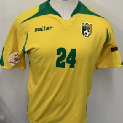 Lithuania 2008 Match Worn Football Shirt: Yellow short sleeve shirt. Number 24. Shirt has Euro 2008 badge to sleeve. 