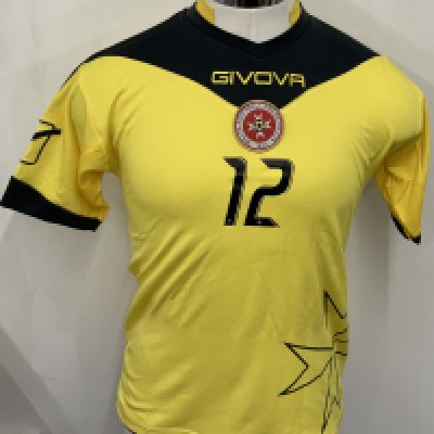 Malta 2014 Match Issued Football Shirt: Yellow short sleeve goalkeeper shirt. Number 12.  Issued to Justin Haber for friendly v Slovakia on 4 September 2014