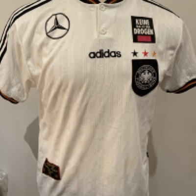 Germany Mid 1990s Player Issue Training Shirt: White short sleeve shirt Adidas top.