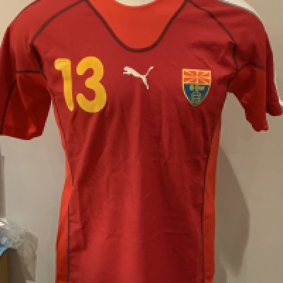 North Macedonia 2006 Match Worn Football Shirt: Red short sleeve Puma shirt with number 13 to rear. 