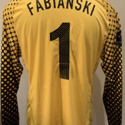 Poland Match Worn Goalkeepers Football Shirt: Yellow long sleeve shirt with Fabianski 1 to rear. Worn in Euro 2012 qualifying match.