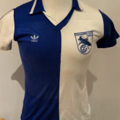 Grasshopper Zurich 1982 - 1983 Match Worn Football Shirt: Blue and white short sleeve shirt with number 6 to rear. Zurich won the championship this season. 