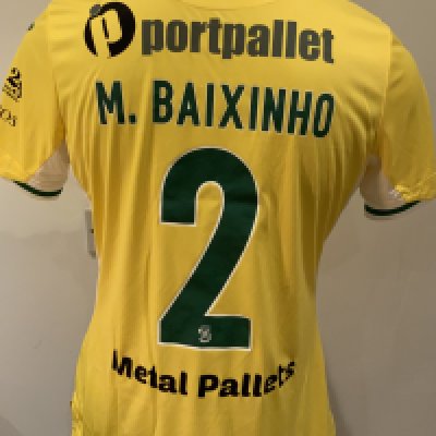 Pacos De Ferreira 2021 - 2022 Match Worn Football Shirt: Yellow short sleeve shirt with M Baixinho 2 to rear. Worn v Tottenham on 19 August 2021 in the Europa League. Player captained the side to a 1-0 victory. 