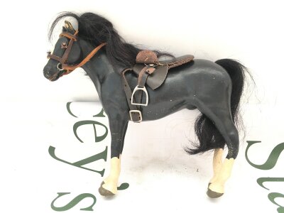 A Julip 1980s Thoroubred Gelding, Black With z black Mane, Four White Stockings With Blaze.