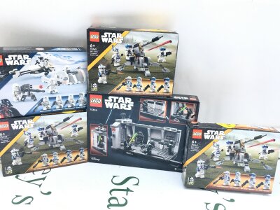 5 Boxed And Sealed Lego Star Wars Sets. 3x 501st Clone Troopers Battle Pack #75345. A Snowtrooper Battle Pack #75320 No Reserve.