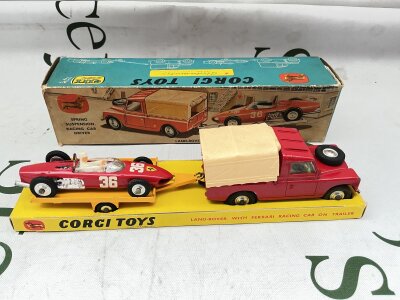 A Boxed Corgi Gift Set Number 17, A Land-Rover With Ferrari Racing Car On Trailer.