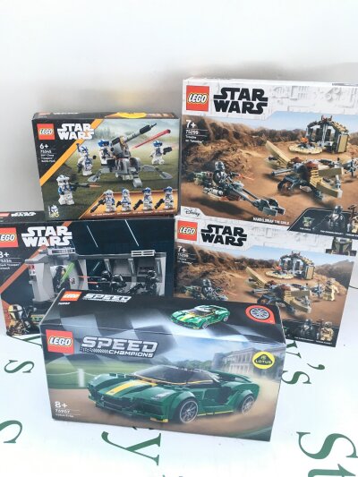 5 Boxed And Sealed Lego Sets. including Dark Trooper Attack #75324, 2X Trouble On Tatooine #75299 etc. No Reserve.