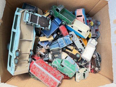 a Box Containing Playworn Dinky Toys.