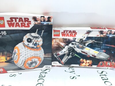 2 X Boxed And Sealed Lego Star Wars Sets. A BB-8 #75187 And A X-Wing Starfighter #75218. Boxes Have Been bent.