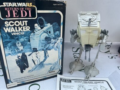a Boxed Vintage Star Wars The Return Of The Jedi Palitoy Scout Walker. With Instructions.