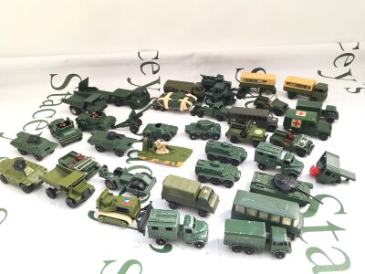A Collection Of Playworn Diecast, all Military. Including Matchbox And Corgi.