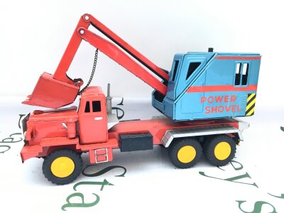 A Japanese Tinplate Push Button Power Shovel, No Reserve,  From A Lifetime Private Collection To Be Sold.