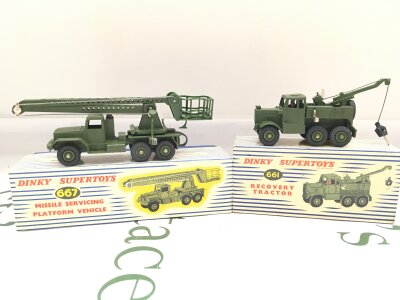 A Boxed Dinky Supertoys Missile Servicing Platform Vehicle #667 And A Recovery Tractor #661.
