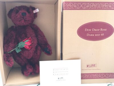 A Boxed Steiff Dew Drop Rose, Dark Red. No Reserve.