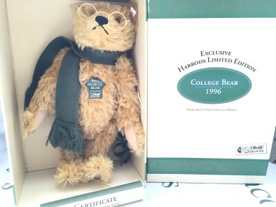 A Boxed Steiff  Harrods Musical College Bear, limited Edition.