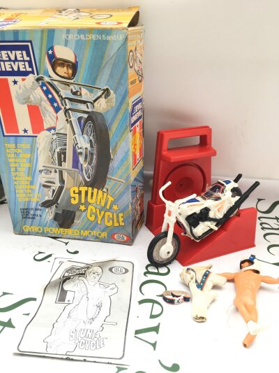 A Boxed Ideal Toys Evel Knivevel Stunt Cycle. Figure Is Damaged. No Reserve.