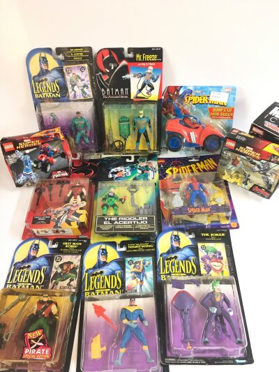 A Collection Of Carded Marvel, D.C. Figures And 2 Boxed Lego Sets. No Reserve.