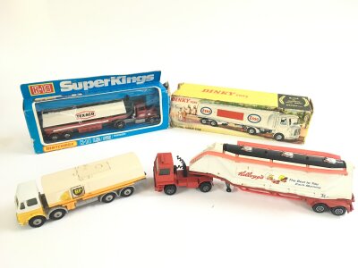 A Boxed Matchbox Petrol Tanker #K-16, A Dinky A.E.C. Fuel Tanker Esso #945 And 2 Other Loose Tankers.
