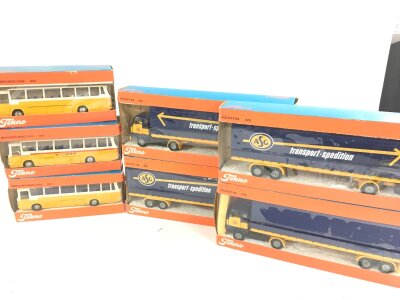 A Collection Of 3 Boxed Tenko Mercedes Benz Buses And 4 Volvo Lorrys. No Reserve.