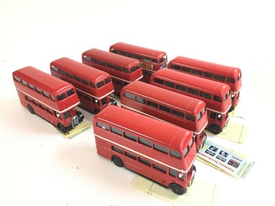 8 Loose Solidio Routemaster Buses.1/50 Scale. No Reserve.