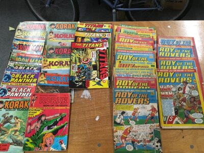 An assorted collection of comics including Iron man and Roy of the Rover. No Reserve.