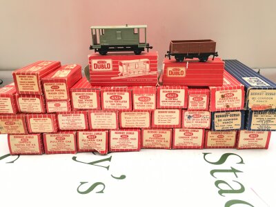 A Collection Of Boxed Hornby Dublo 00 Gauge Coaches And Wagons. No Reserve.
