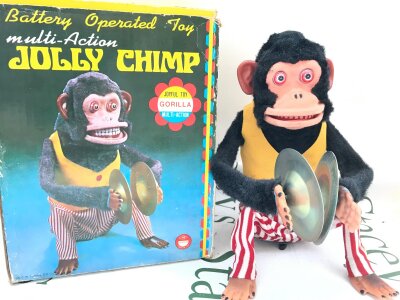 A Boxed Vintage Japanese HS Battery Operated Jolly Chimp. No Reserve.