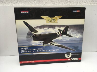 Boxed Corgi Aviation Archive model featuring a Douglas C47 Dakota Mk111.  AA38203 limited edition 1:72 scale.  No reserve