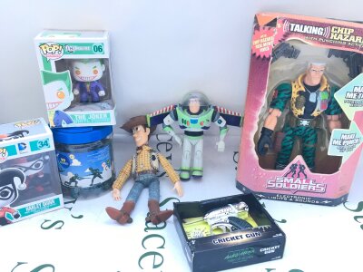 A Collection of Boxed And Loose Toys From Toy Story. Small Soliders. Men In Black And 2 Funko Figures. No Reserve.